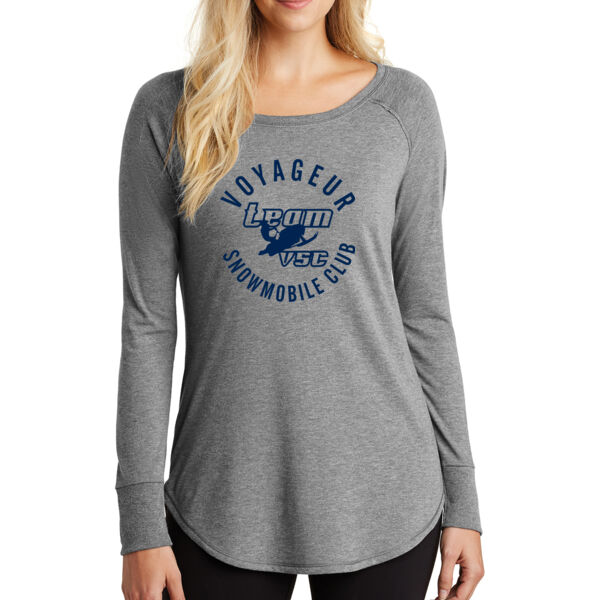 District Women's Perfect Tri Long Sleeve Tunic Tee - Printed Logo Thumbnail